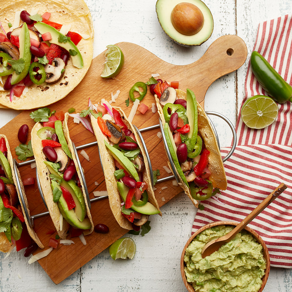 Grilled Vegetable, Bean and Avocado Tacos Avocados from Mexico
